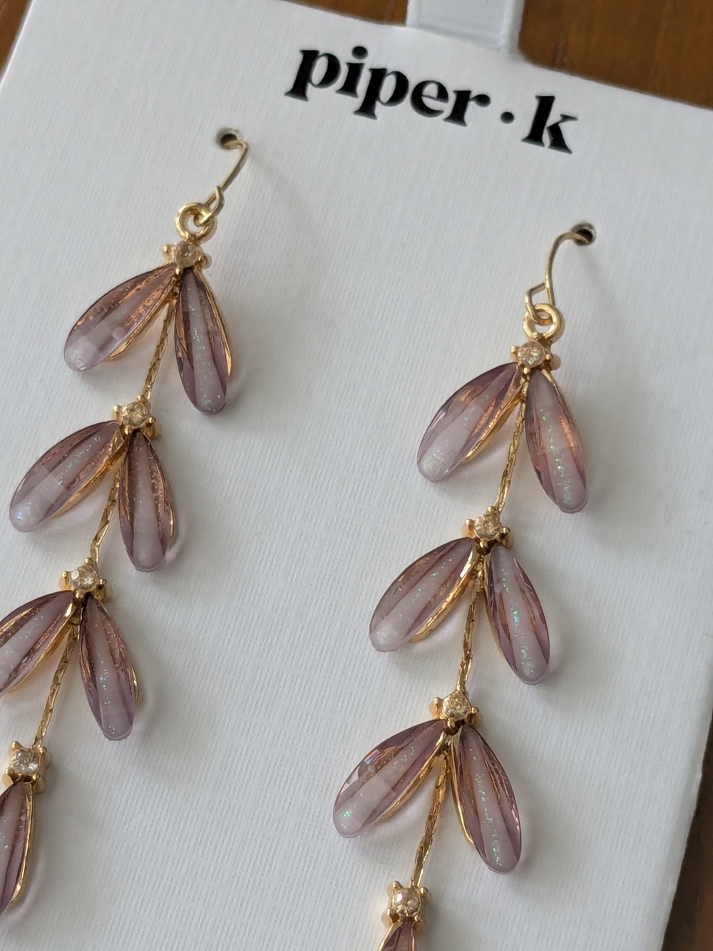Piper K Gold and Greyish Drop Cluster Earrings